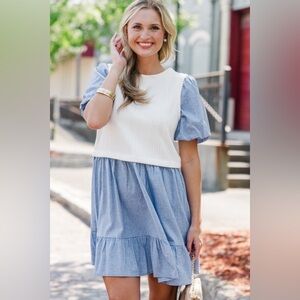 NWT Voy Keep It Moving Blue Layered Dress